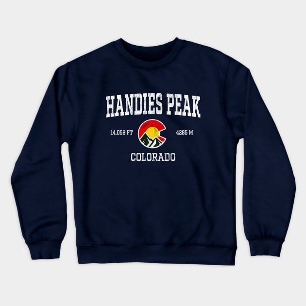 Handies Peak Colorado 14ers Vintage Athletic Mountains Crewneck Sweatshirt by TGKelly